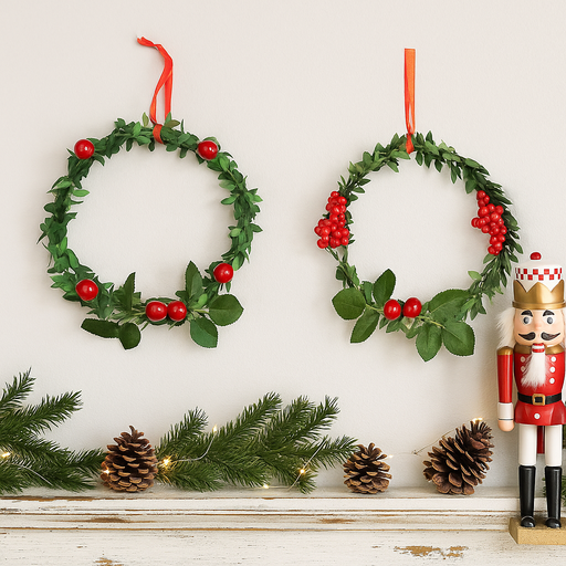 Christmas tree ornaments assorted wreaths 12cm