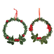 Christmas tree ornaments assorted wreaths 12cm