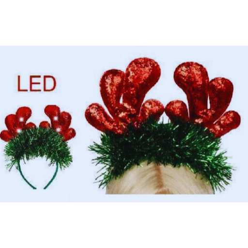 Red Antler Headband Witth Led Lightup Detail