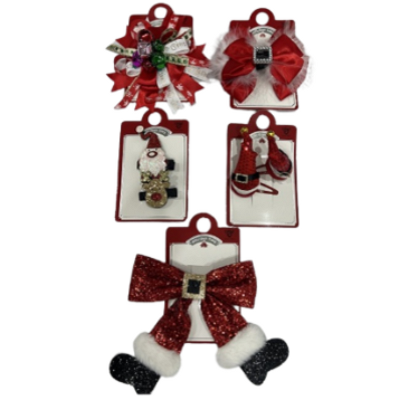 Clip Accessory Xmas Ribbon Hairclips On Asstd