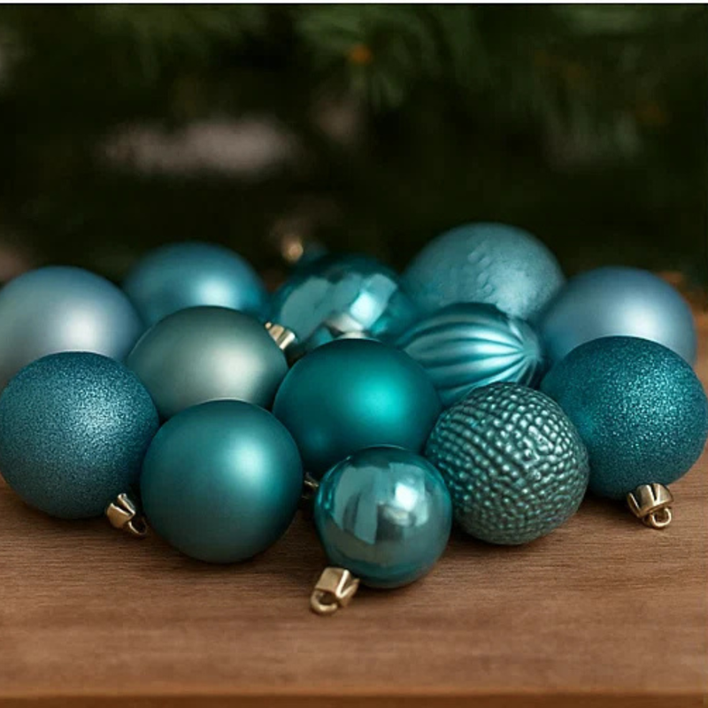 Baubles Teal Blue Mix 6cm 36pk