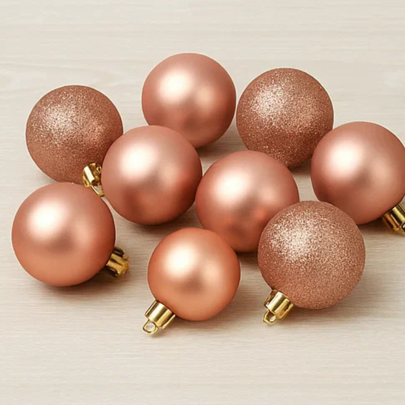 Baubles Rose Gold 5cm 10pk