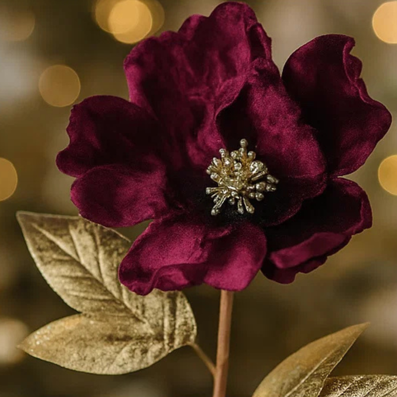 Velour Flower Burgundy 60cm