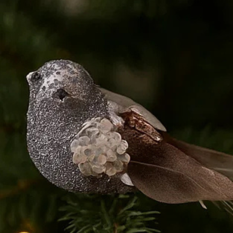 Bird Clip Grey Silver 13.5cm