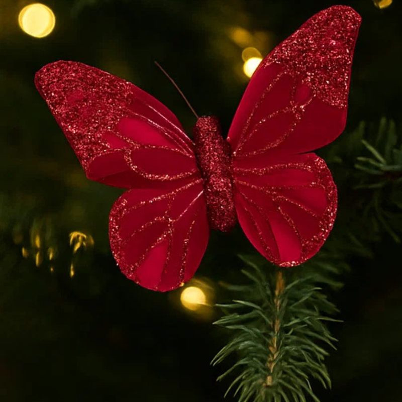 Feather Butterfly Clip Burgundy 8cm