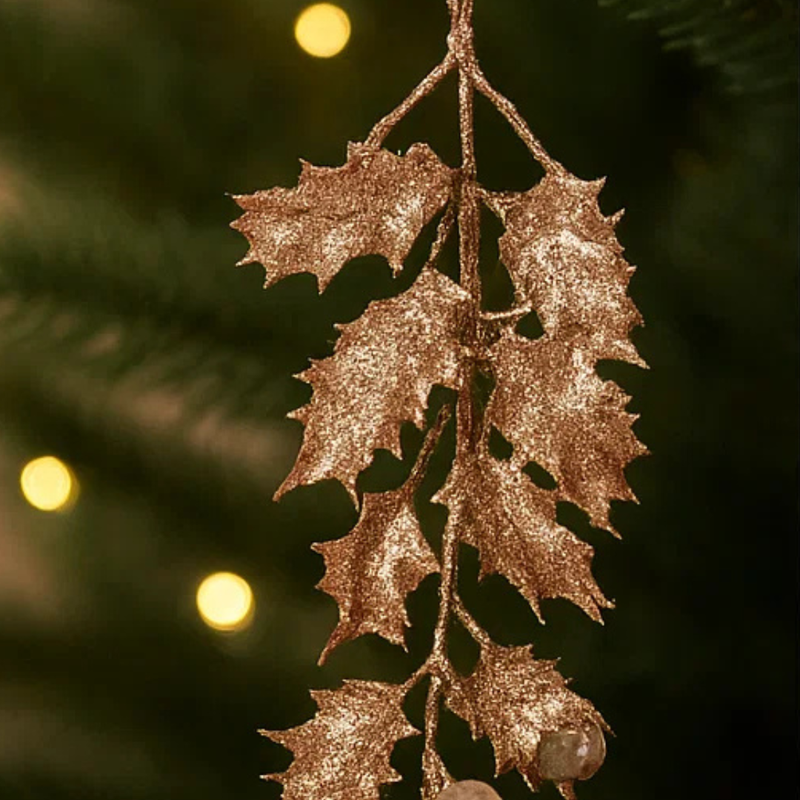 Crystal Leaf Hanging Tree Decor Rose Gold 28cm