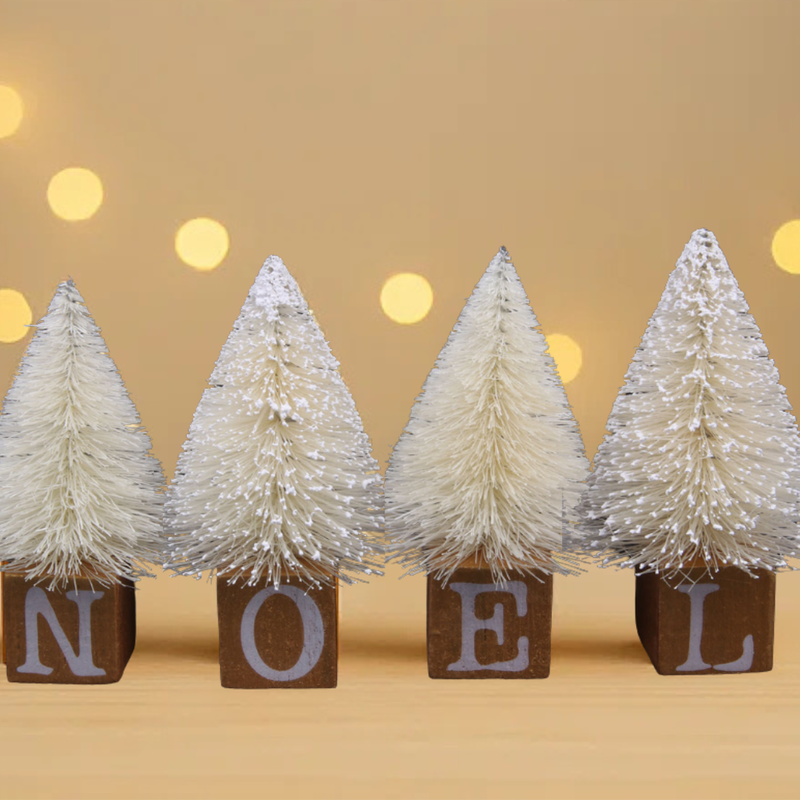 Noel Sisal Tree Blocks Ivory 9cm