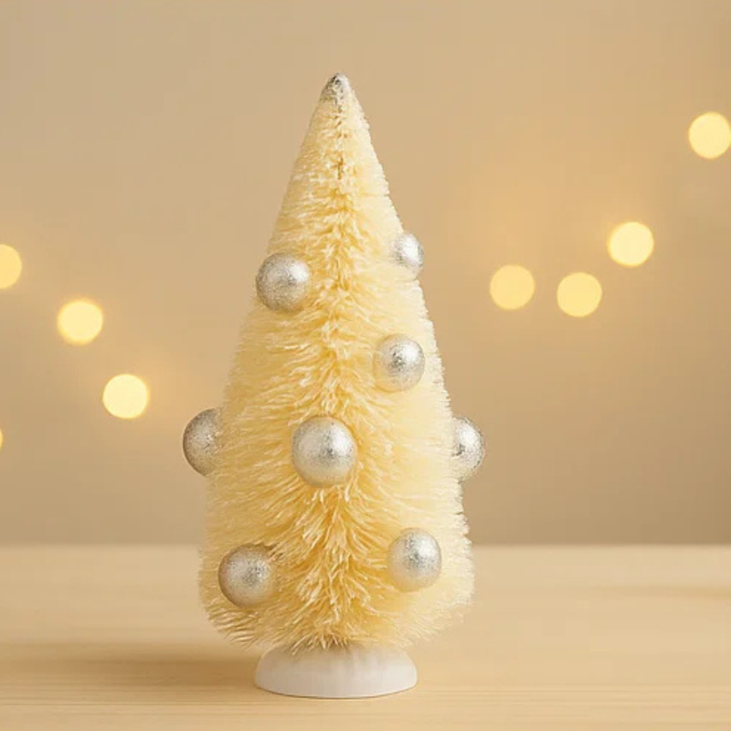 Christmas Tree with Balls Ivory 15cm