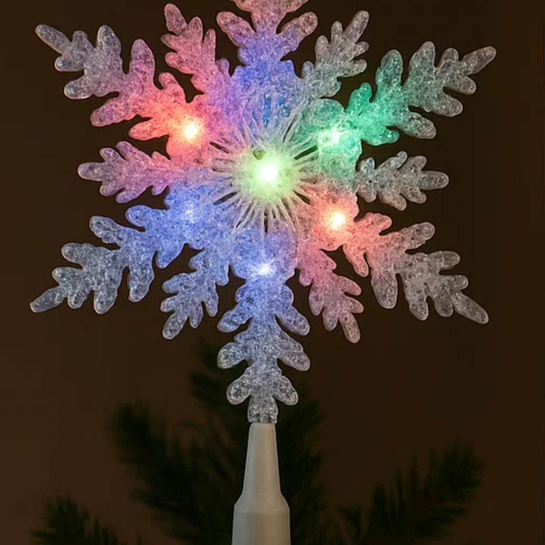 LED Tree Topper Snowflake White / Light Up Christmas Decoration — Ronis