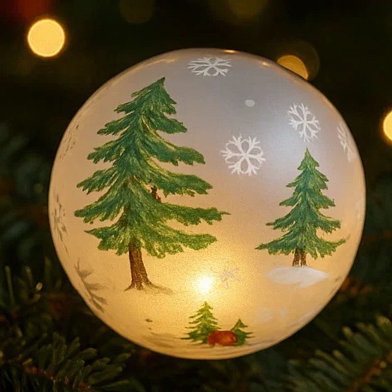 Led Glass Painted Bauble Tree 20Cm