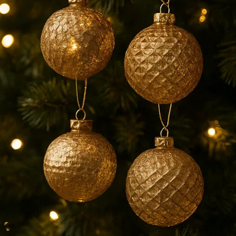 Metallic Gold Combination Glass Baubles