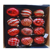 Glass Bauble Set Glass Ball Reds 12x8cm