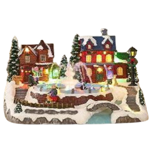 Ronis Christmas LED Village with Water Fountain & Music