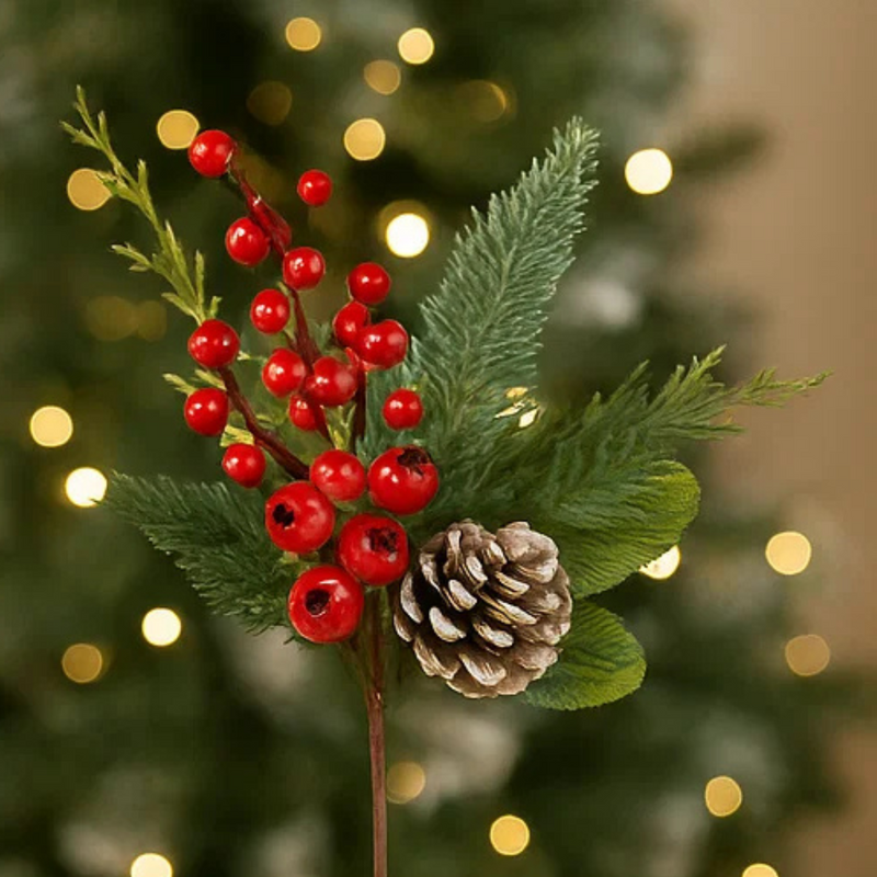 Red Berry and Leaves Pick 38cm