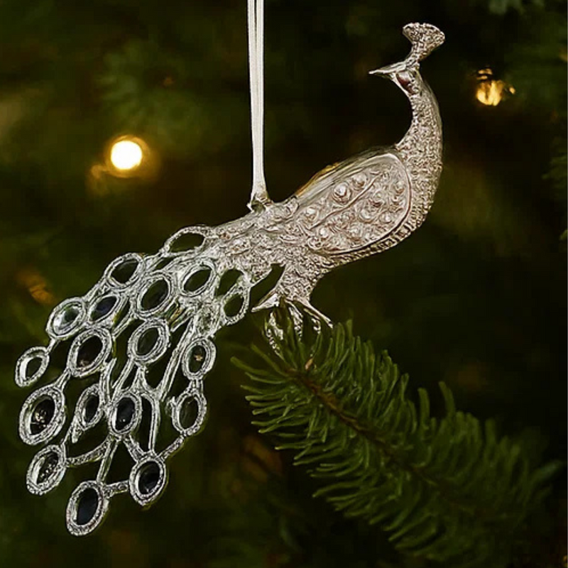 Peacock Tree Ornament Iridescent 19cm