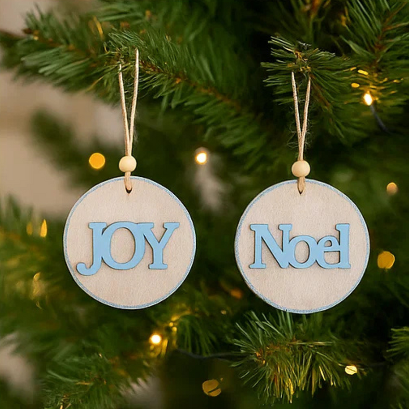 Christmas Tree Ornaments Noel and Joy 8cm