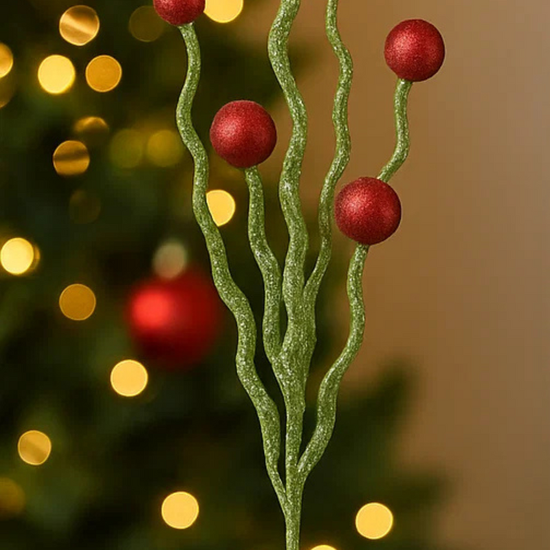 Glitter Stem Red Green 75cm