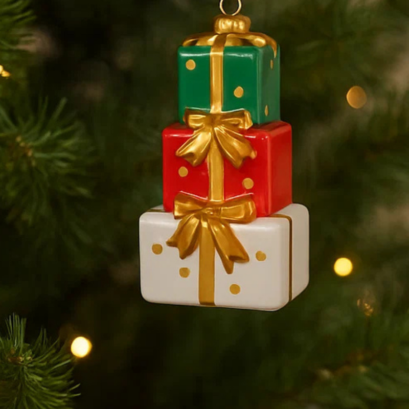 Stacked Gift Boxes Tree Ornament 10.3cm