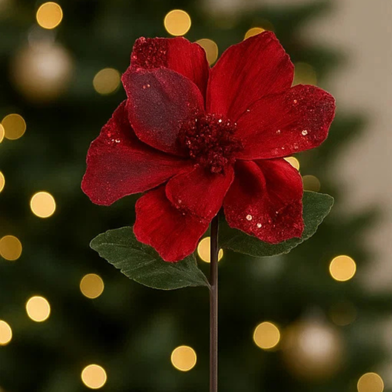 Magnolia 23cm with Stem 45cm Red