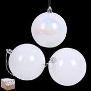 Baubles White Pearl 8cm Pack of 3 – thumbnail