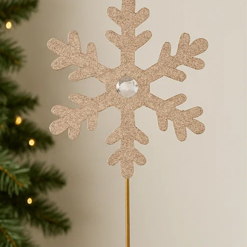 Champagne Glitter Snowflake with Stem 50cm