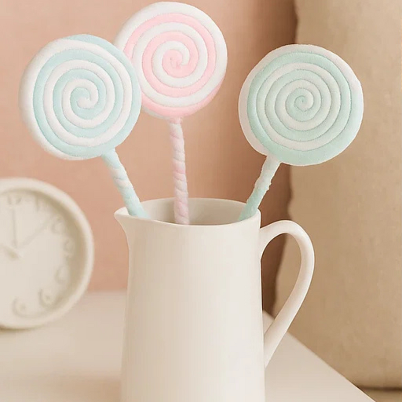Fairy Floss Candy Cane 10cm With Stem 30cm