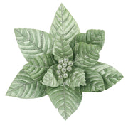 Mint Velour Poinsettia W/Clip 32cm