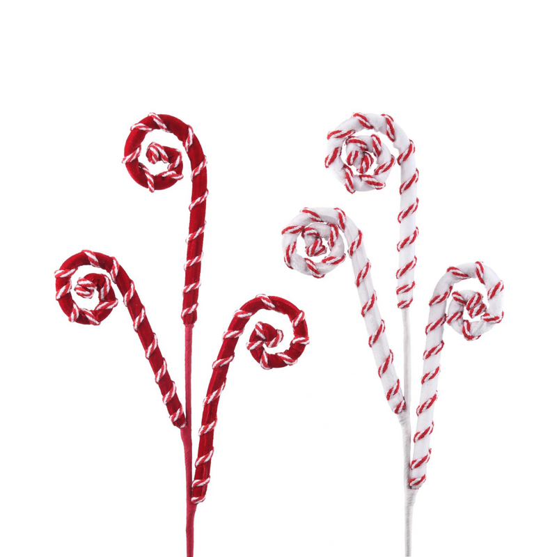 Red & White Candy Cane Swirl Stem 67cm 2 Asstd