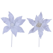 White Poinsettia 32cm W/50cm Stem 2 Asstd – thumbnail