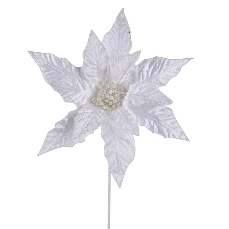 White Poinsettia 32cm W/50cm Stem 2 Asstd