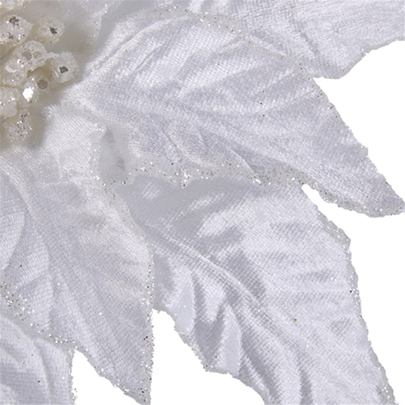 White Poinsettia 32cm W/50cm Stem 2 Asstd