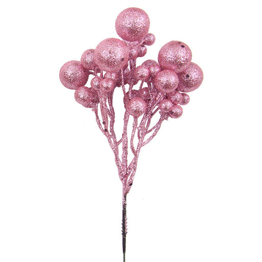 Pink glitter bauble cluster stem