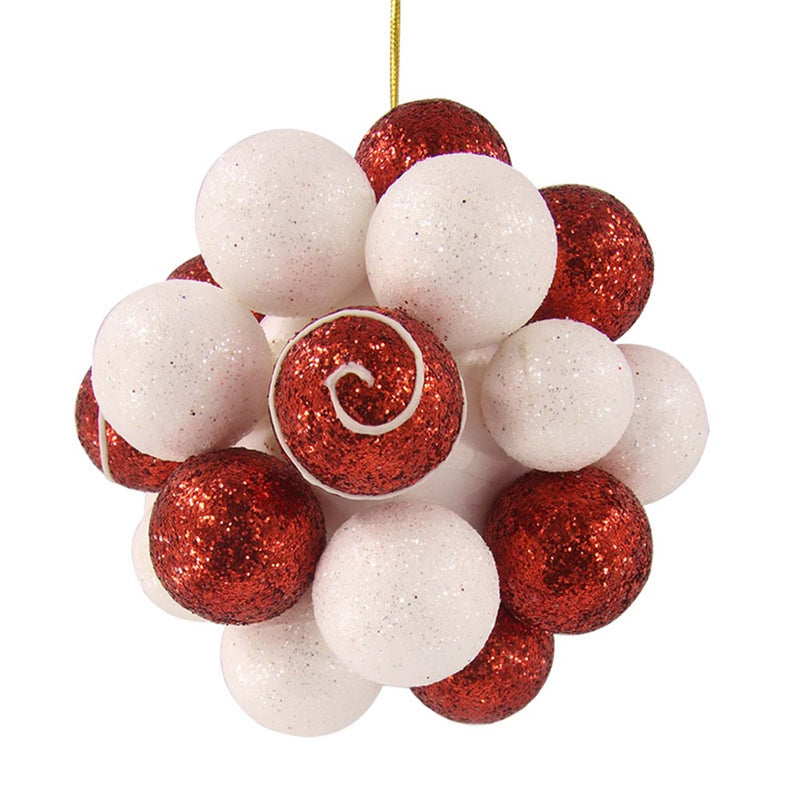 Red & White Glitter Ball 11cm