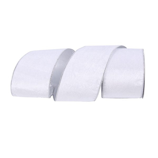 White Velour Double Layer Ribbon 10cmx10m
