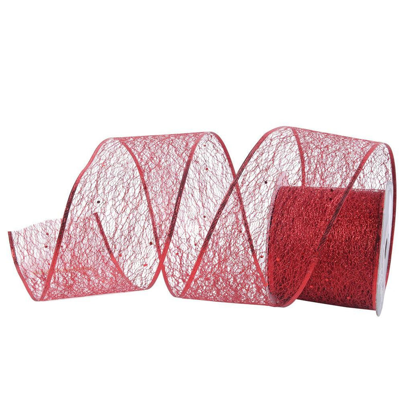 Red Mesh Ribbon 10cmx10m