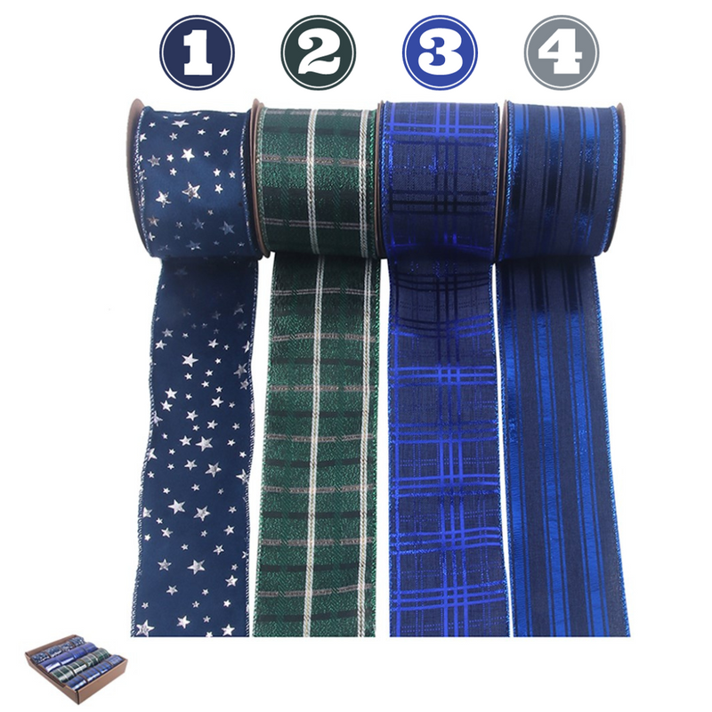Navy Ribbon 6.3cmx5m 4 Asstd