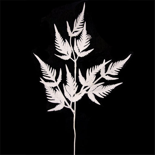 White glitter fern artificial stem