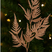 Pale Pink Glitter Fern Stem 43cm – thumbnail
