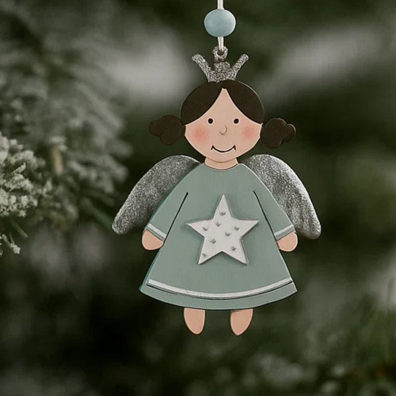 Sage Green Angel Tree Ornament 8x11cm