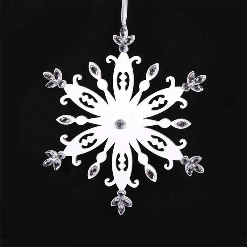 White Snowflake W/ Crystal 13.3x15.3cm
