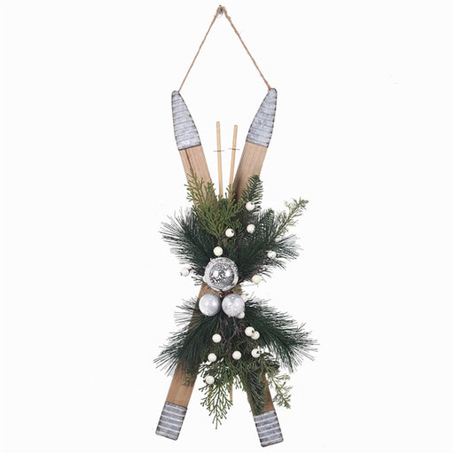 Decorative wooden snow skis