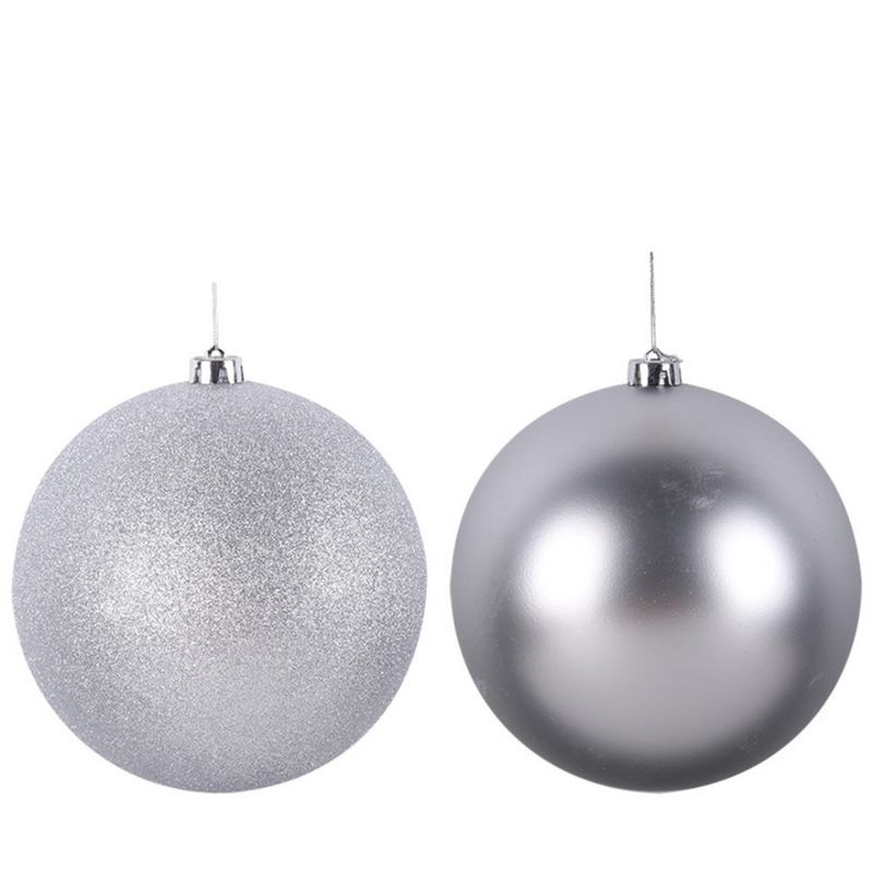 Bauble Silver 2 Asstd 20cm