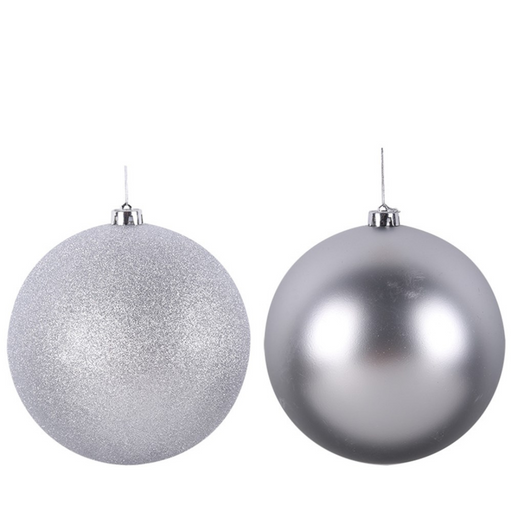 Bauble Silver 2 Asstd 20cm