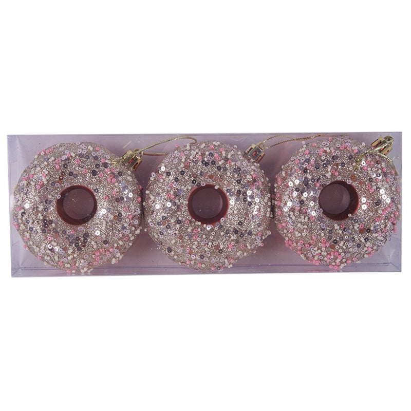 Donut Tree Ornaments 9cm 3pk