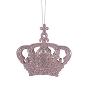 Pale Pink Glitter Crown Tree Ornament 10.5x10.5x5.5cm – thumbnail