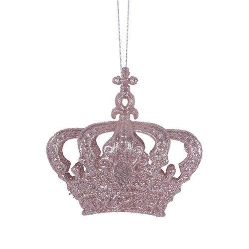 Pale Pink Glitter Crown Tree Ornament 10.5x10.5x5.5cm