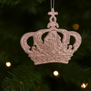 Pale Pink Glitter Crown Tree Ornament 10.5x10.5x5.5cm – thumbnail