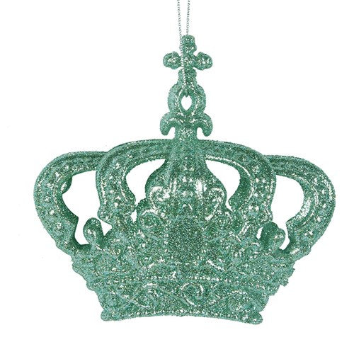 Mint Glitter Crown Tree Ornament 10.5x10.5x5.5cm