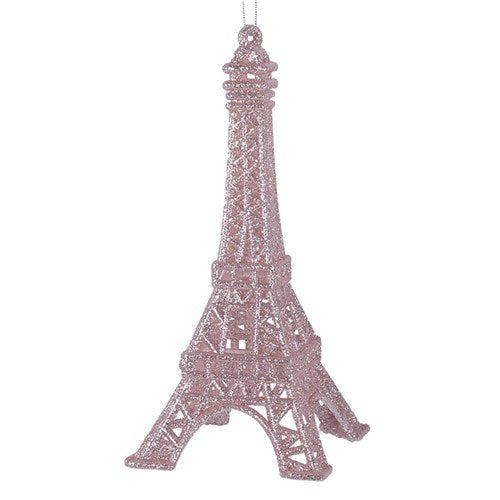 Pink Glitter Eiffel Tower Tree Ornament 7x7x17cm