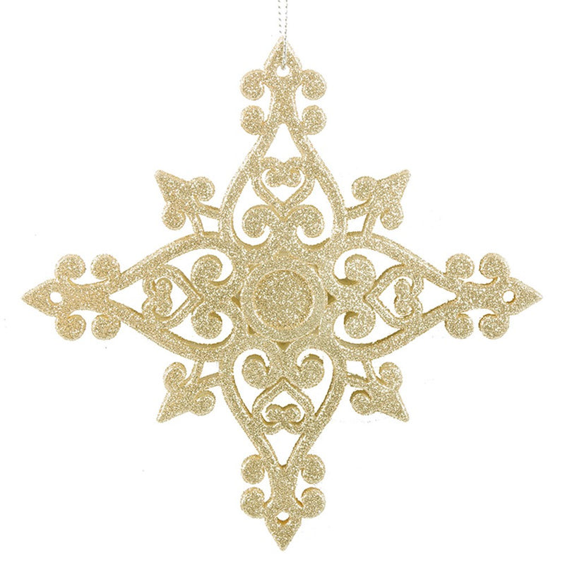 Champagne Glitter Cross Tree Ornament 14cm